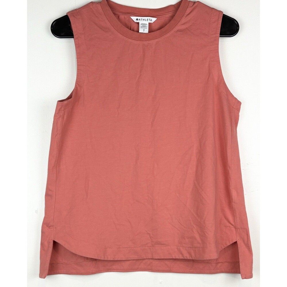 Athleta Tank Shirt Orange Salmon Sleeveless Athlesiure, Small